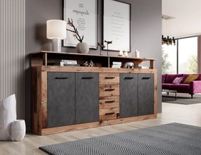Komód Lenita XXL (matera tölgy + sötét fa). 1048333