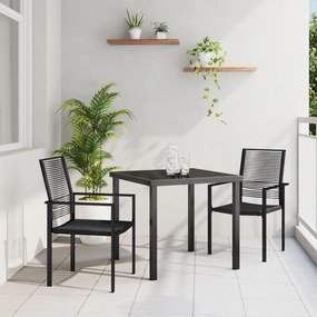 3 Darabos Kerti Étkező Szett Fekete PVC Rattan
