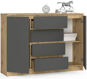 Komód Keanu IV (artisan tölgy  + szürke). Akció -13%. 1070949
