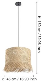 Eglo 390238 - Csillár zsinóron PAISANO 1xE27/40W/230V rattan