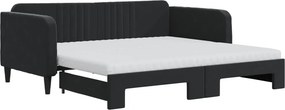 vidaXL fekete kihúzható bársony heverő matracokkal 90 x 190 cm
