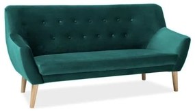 Nordic III Velvet kanapé, zöld / természetes fa