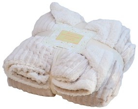 Luxus krém báránybőr takaró mikroplüss csíkokkal, 150x200 cm