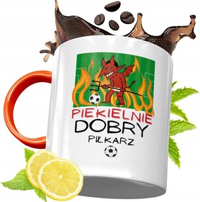 Narancssárga Bögre Labdarúgóknak Ajándék fényképes nyomtatással