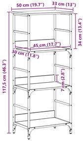 Könyvespolc Fekete Tölgy 50x33x117,5 cm Műanyag és Acél