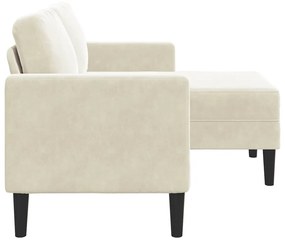 krémszínű bársony 2 üléses kanapé L-alakú kanapéval 125 cm