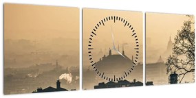 Kép - Város köd alatt (órával) (90x30 cm)
