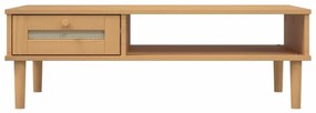 SENJA barna rattanhatású tömör fa dohányzóasztal 100x55x33 cm