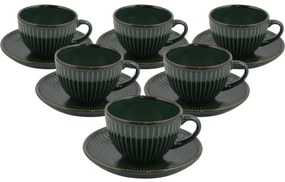 Linea kerámia csésze alátéttel 6 db-os szett 210 ml, zöld