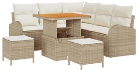 vidaXL Kerti Kanapé Szett párnával tárolóval 8 pcs Beige és krém
