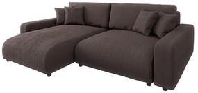 Barna kordbársony kinyitható sarokkanapé (variálható) Sara – Ropez