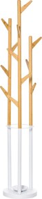 HOMCOM Kabátállvány, Ruhatartó 12 Horoggal és Esernyőtartóval, Fának Formázott Gardrób, Modern Kabátállvány Ruhákhoz, Sapkához, Táskához, Nappaliba, H