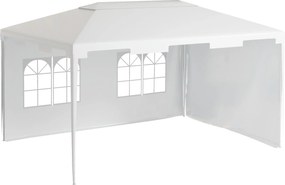 Outsunny 4x3 m Kerti Pavilon, Levehető Kültéri Pergola 2 Oldalpanelekkel és 2 Ablakkal, Anti-UV Vízálló Acélkerettel Teraszra és Pattio-ra - Fehér | A