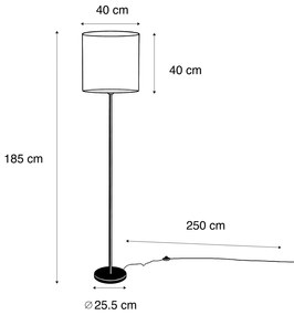 Állólámpa fekete bársony lámpabúrával bronz színben 40 cm - Simplo