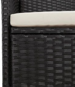 vidaXL 3 részes fekete polyrattan kerti étkezőgarnitúra párnákkal