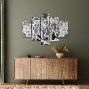 Kép - Fagyott levelek, fekete-fehér (150x105 cm)