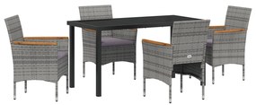 5 Darabos Kerti Étkező Szett - Szürke Poly Rattan
