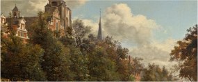 Kép - Jan van der Heyden, View Down a Dutch Canal, reprodukciók (120x50 cm)