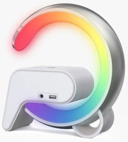 Immax 08987L-LED RGB Dimmelhető lámpa ébresztőórával és Qi töltéssel 30W/230V ezüst