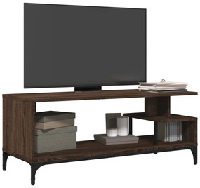 barna tölgy szerelt fa/porszórt acél TV-szekrény 102x40x41 cm
