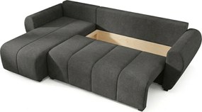 L alakú, kétoldalas kihúzható ülőgarnitúra SEVIO 246x145 cm, sötétszürke + 2 párnácska INGYEN