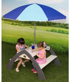 AXI Kylo fehér és szürke XL-es gyerekpiknikasztal napernyővel