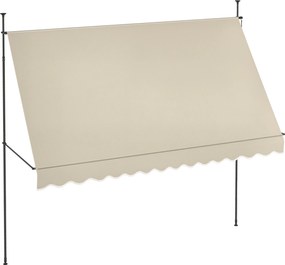 Outsunny Önálló, kézi kihúzható napernyő 3,5L x 1,2W x 2,1-3H m Állítható dőlésszög erkélyre fúrás nélkül, Alumínium és Poliészter, Homok | Aosom