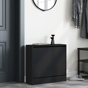 fekete szerelt fa cipőszekrény 60 x 21 x 57 cm