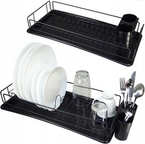 Edényszárító Csepegtető Egyszintes Fekete Tágas 41,5x17,5x9,5 cm