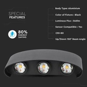 LED Kültéri fali lámpa 6xLED/6W/230V IP54 3000K fekete