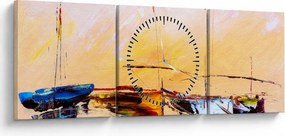 Kép - Csónak, festmény (órával) (90x30 cm)