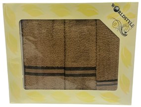 Ajándékcsomag 3 db 70x140 cm-es fürdőlepedőből és 50x100 cm-es, valamint 30x50 cm-es törölközőkből, barna színben, TiaHome