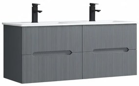 Trent 120 alsó fürdőszobabútor kerámia mosdóval 4 fiókos, antracit szürke