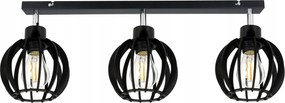 Mennyezeti Lámpa Függő Plafon Csillár Fekete Loft Lámpabúra Fa 3x E27