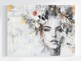 Canvas Vászonkép Nő Portré Virágok Vintage Retro Shabby 80x60