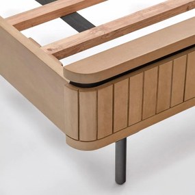 Natúr színű mangófa franciaágy ágyráccsal 160x200 cm Licia – Kave Home