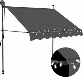 vidaXL antracitszürke kézzel kihúzható LED-es napellenző 150 cm
