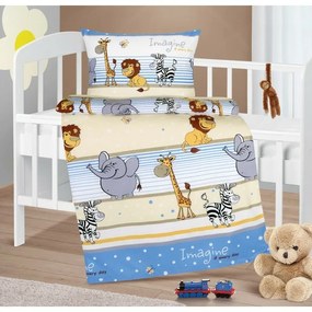 Bellatex pamut bölcsőágynemű Agata Safari kék, 90x 135 cm, 45 x 60 cm, 45 x 60 cm
