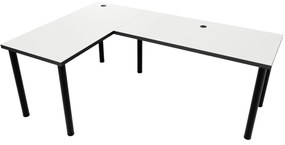 N sarok számítógépasztal, 200/135x73-76x65, fehér/fekete, bal