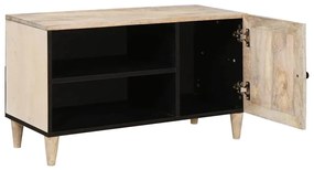 TV szekrény polcokkal Fehér 80 x 33 x 46 cm tömör mangófa