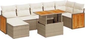 vidaXL 8 részes bézs polyrattan akácfa kerti ülőgarnitúra párnával