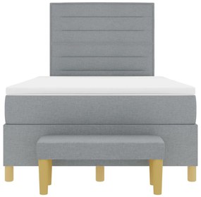 Box Spring Ágy Matraccal és Pad Light Grey 120x190 cm Szövet