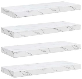 vidaXL Falpolc tárolóval 4 pcs Fehér márvány 50 x 23 x 4 cm Faanyag