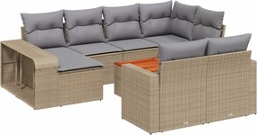 vidaXL 11 részes bézs polyrattan kerti ülőgarnitúra párnákkal