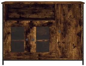 füstös tölgyszínű szerelt fa tálalószekrény 100 x 35 x 75 cm