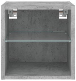 betonszürke fali TV-szekrény LED-világítással 30 x 28,5 x 30 cm
