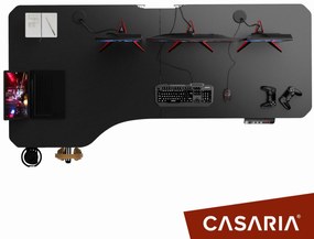 Állítható magasságú irodai íróasztal fekete 160x75x73-118 cm