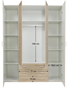 szekrény, 4 - ajtós, tölgy sonoma, GWEN 70429