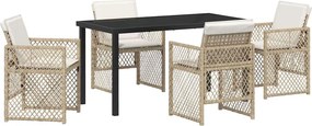 vidaXL Kert étkező szett 5 pcs Bézs polirattan