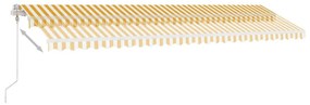 sárga-fehér szélérzékelős és LED-es napellenző 600x300 cm